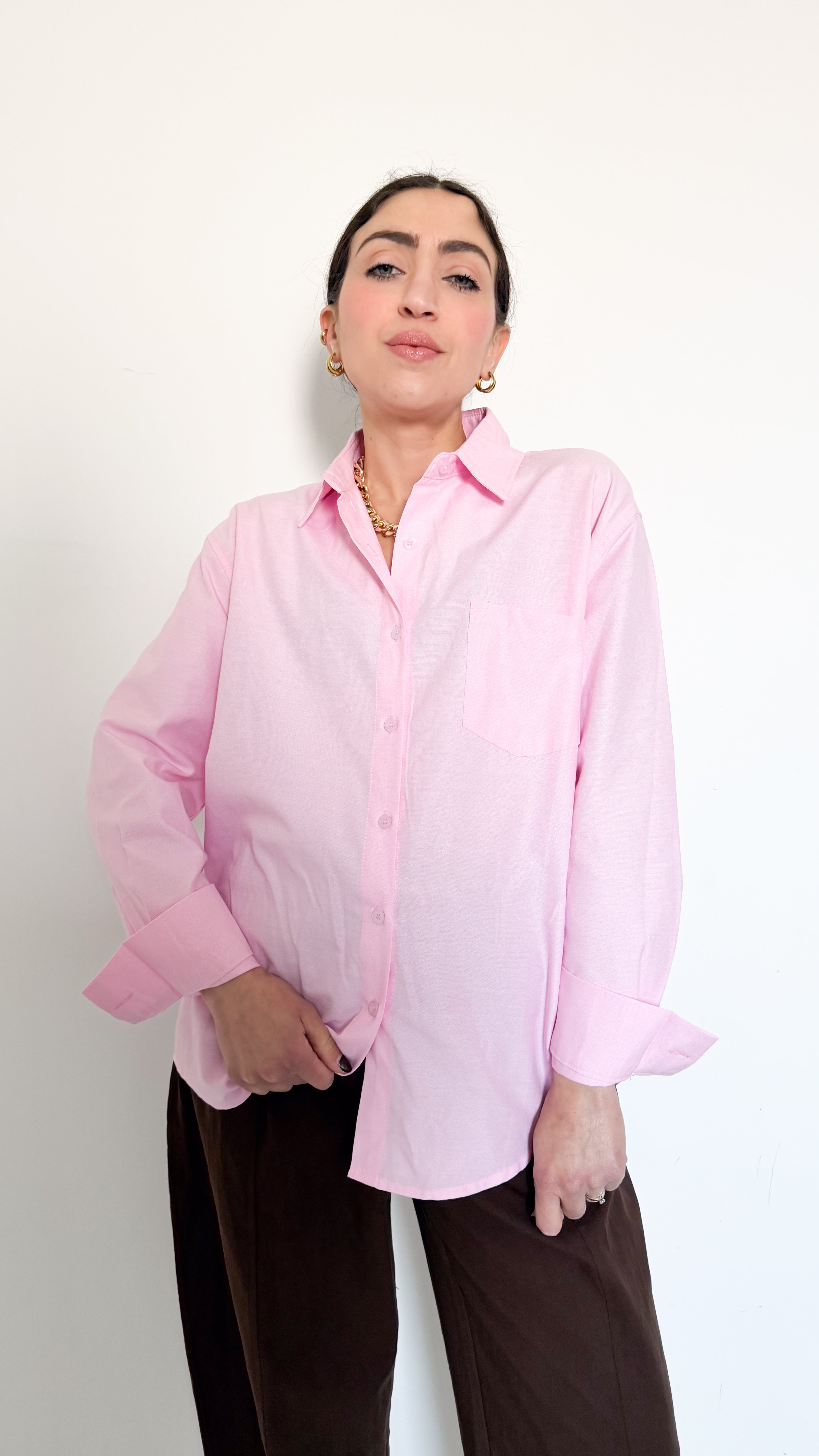 Camicia Rosa Con Tasca