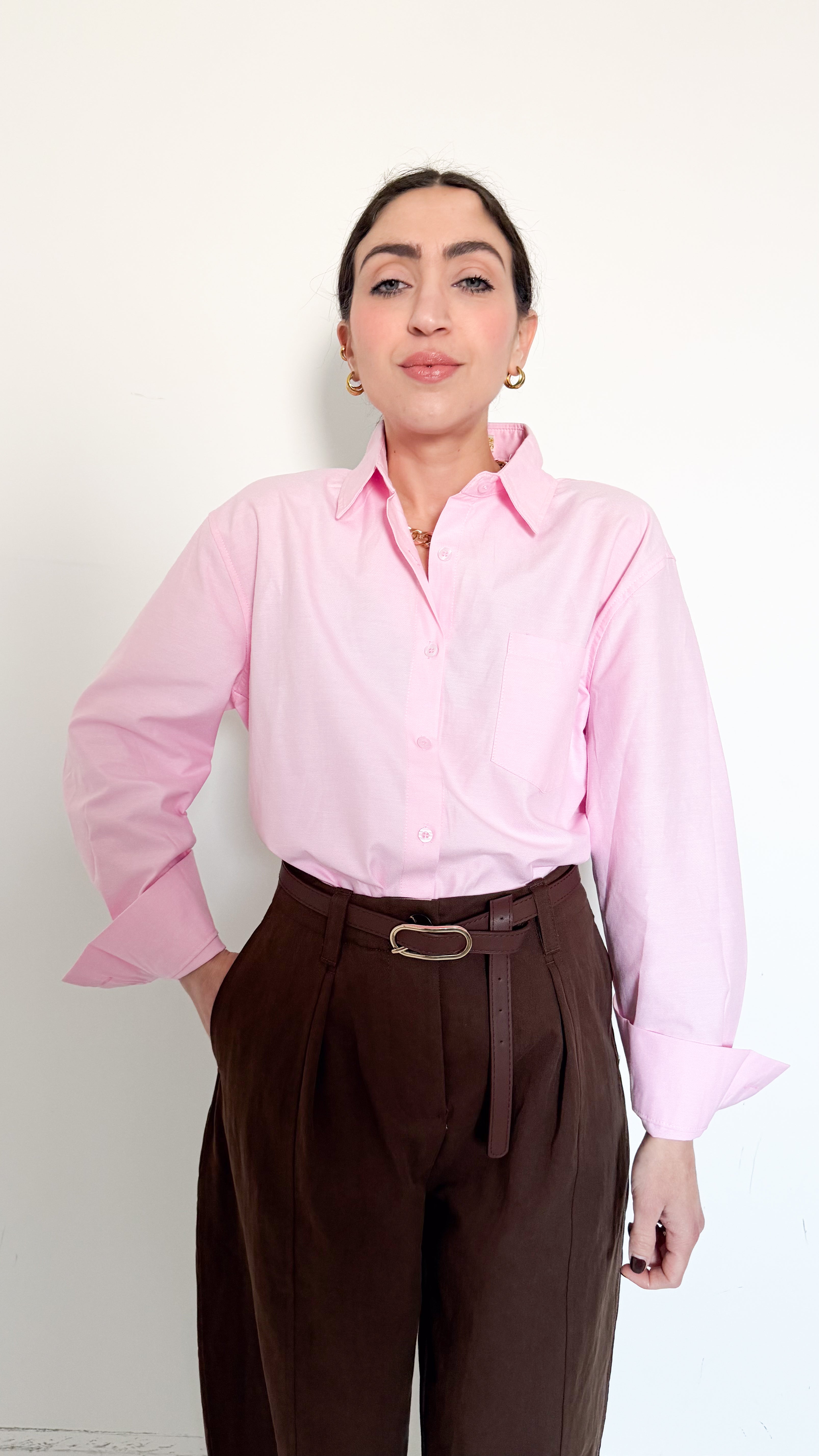 Camicia Rosa Con Tasca