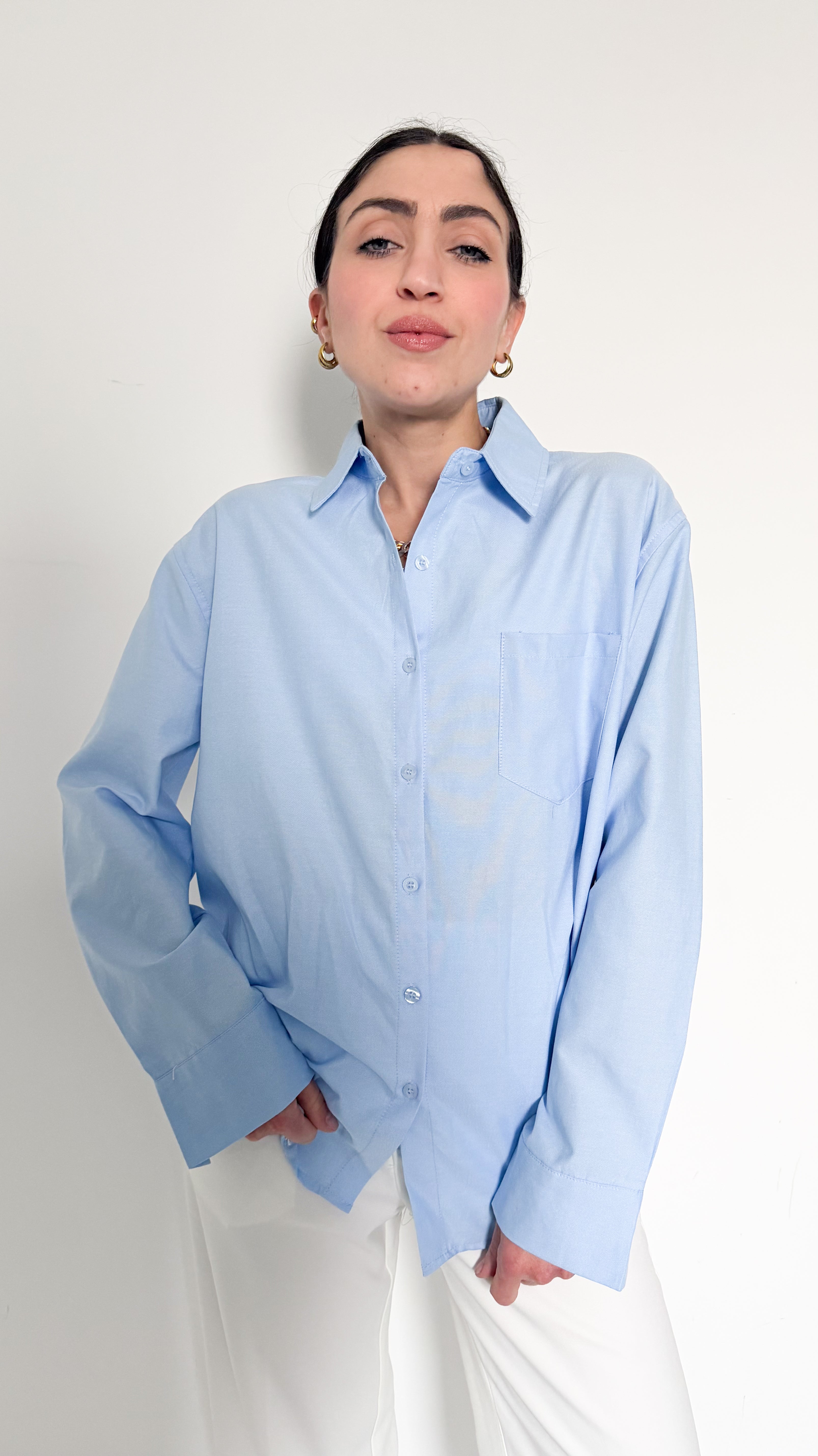 Camicia Celeste Con Tasca