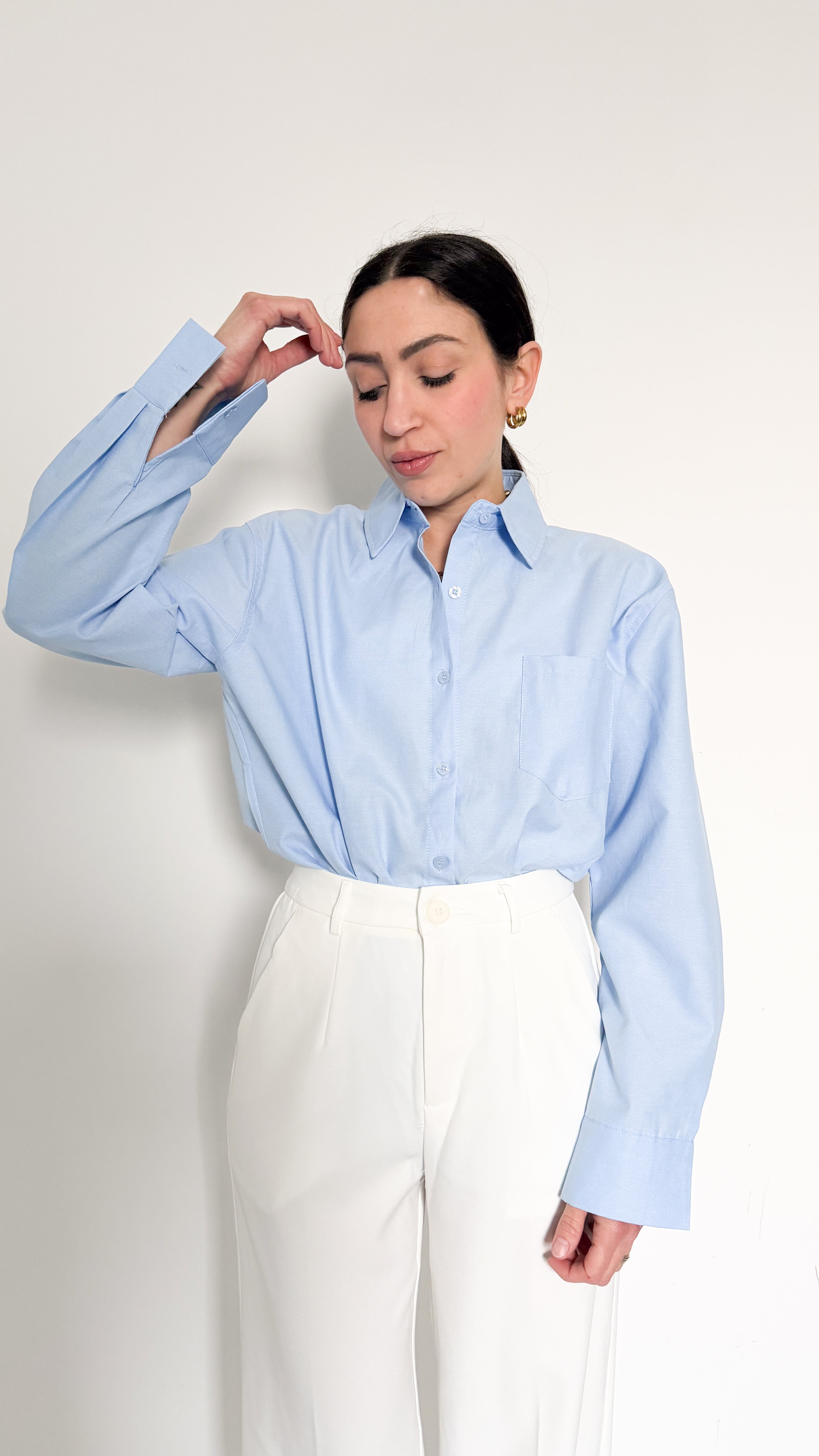 Camicia Celeste Con Tasca