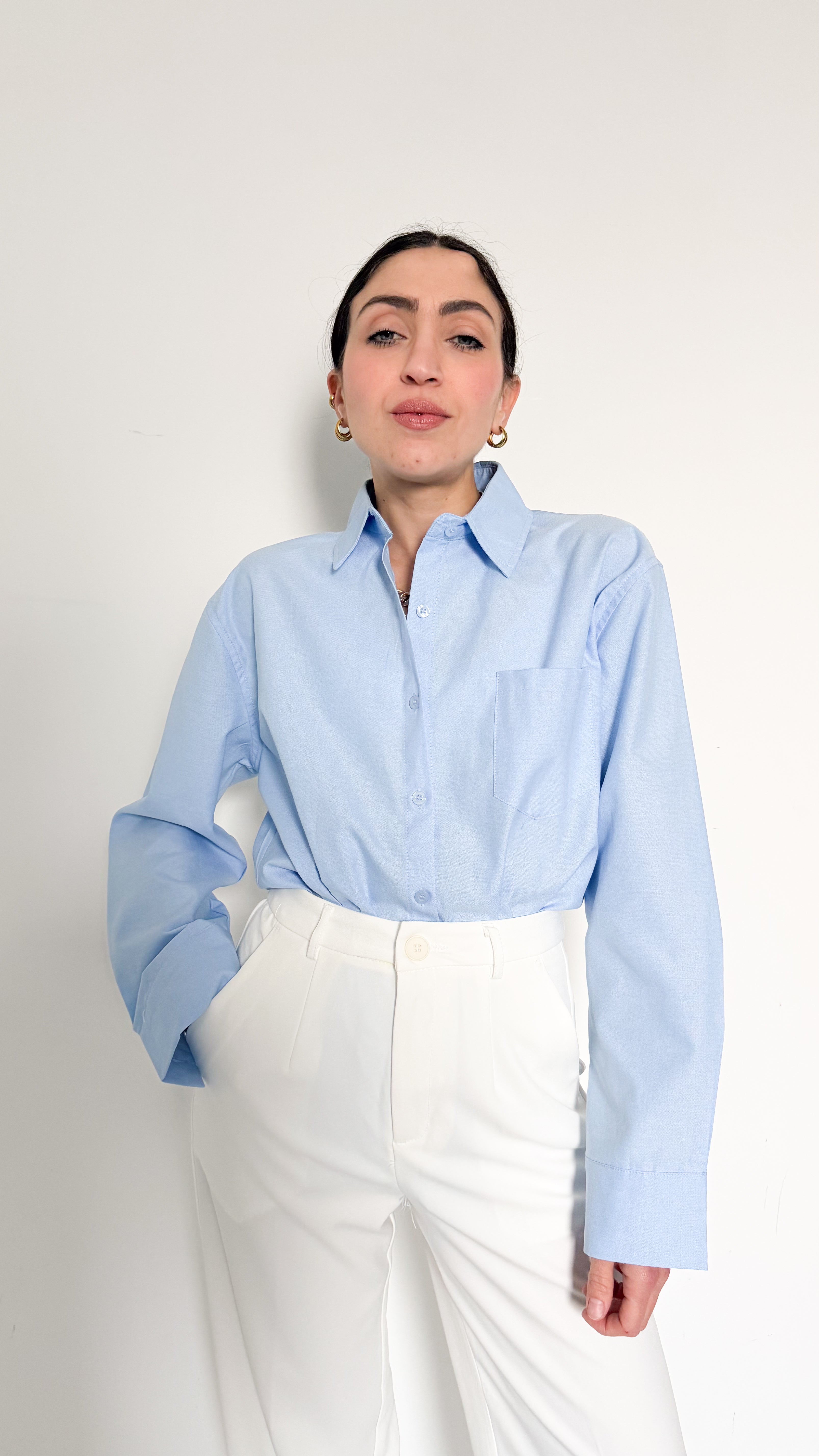 Camicia Celeste Con Tasca