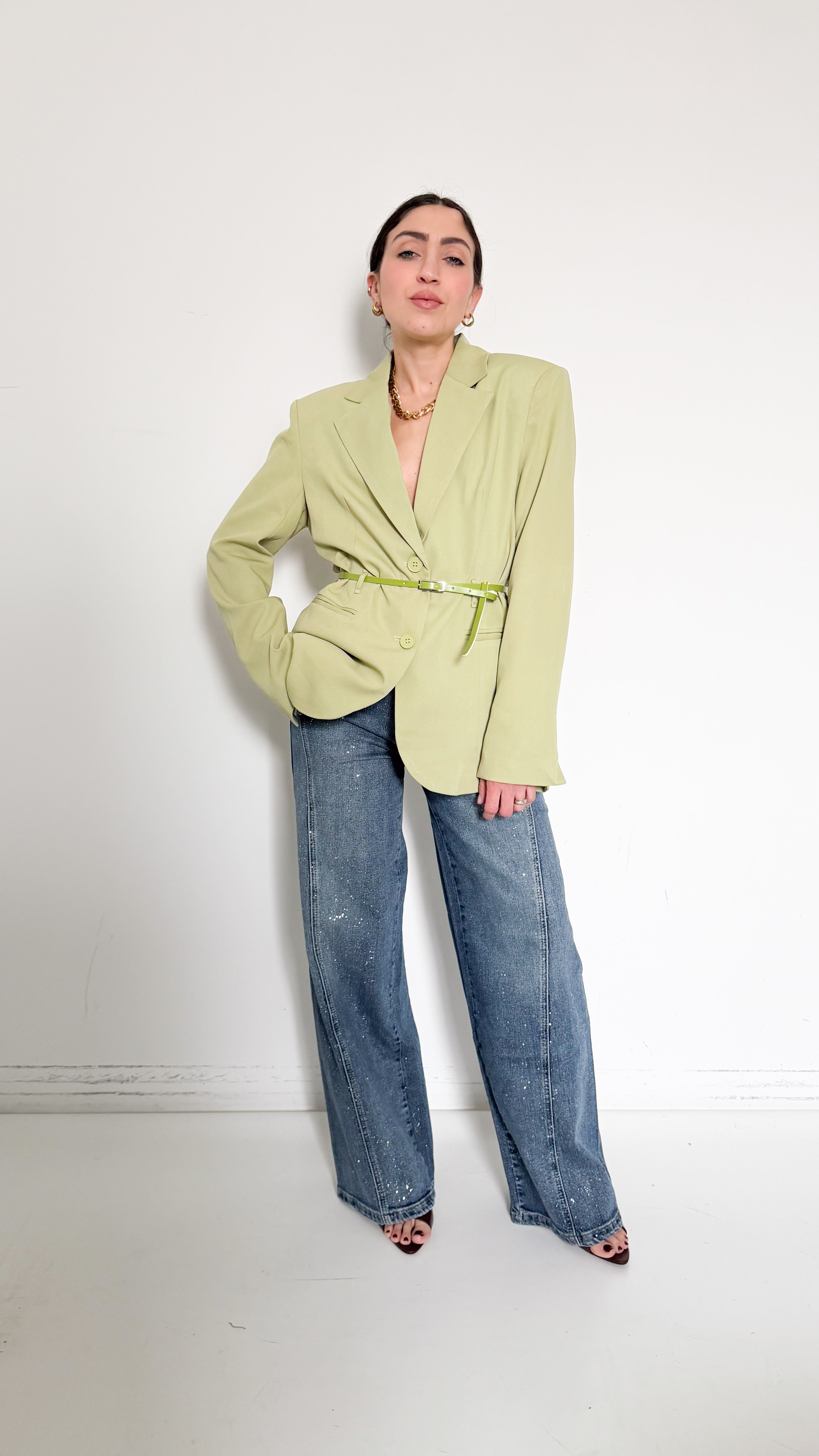 Blazer Verde Con Cintura