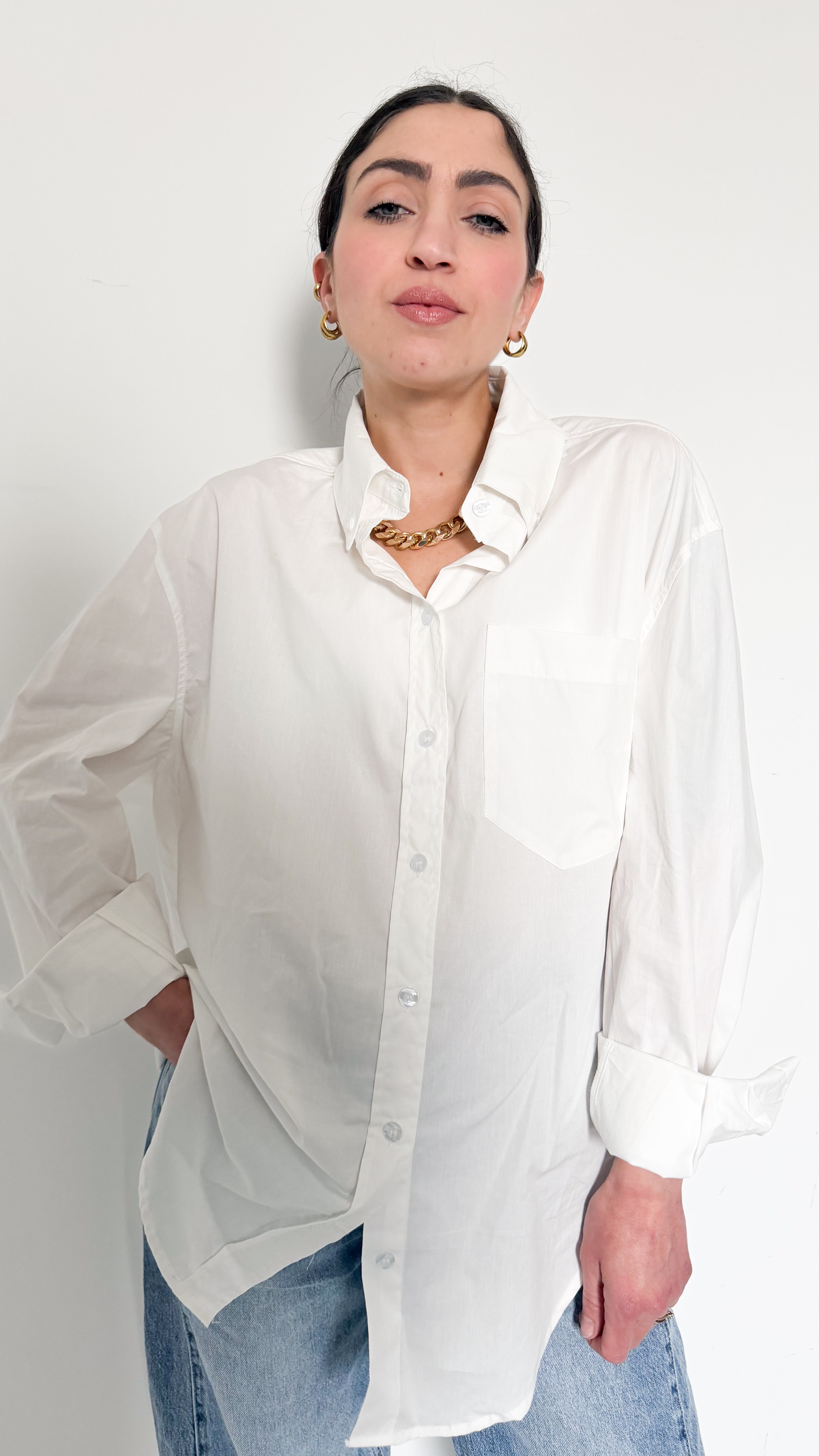 Camicia Over Bianca In Cotone