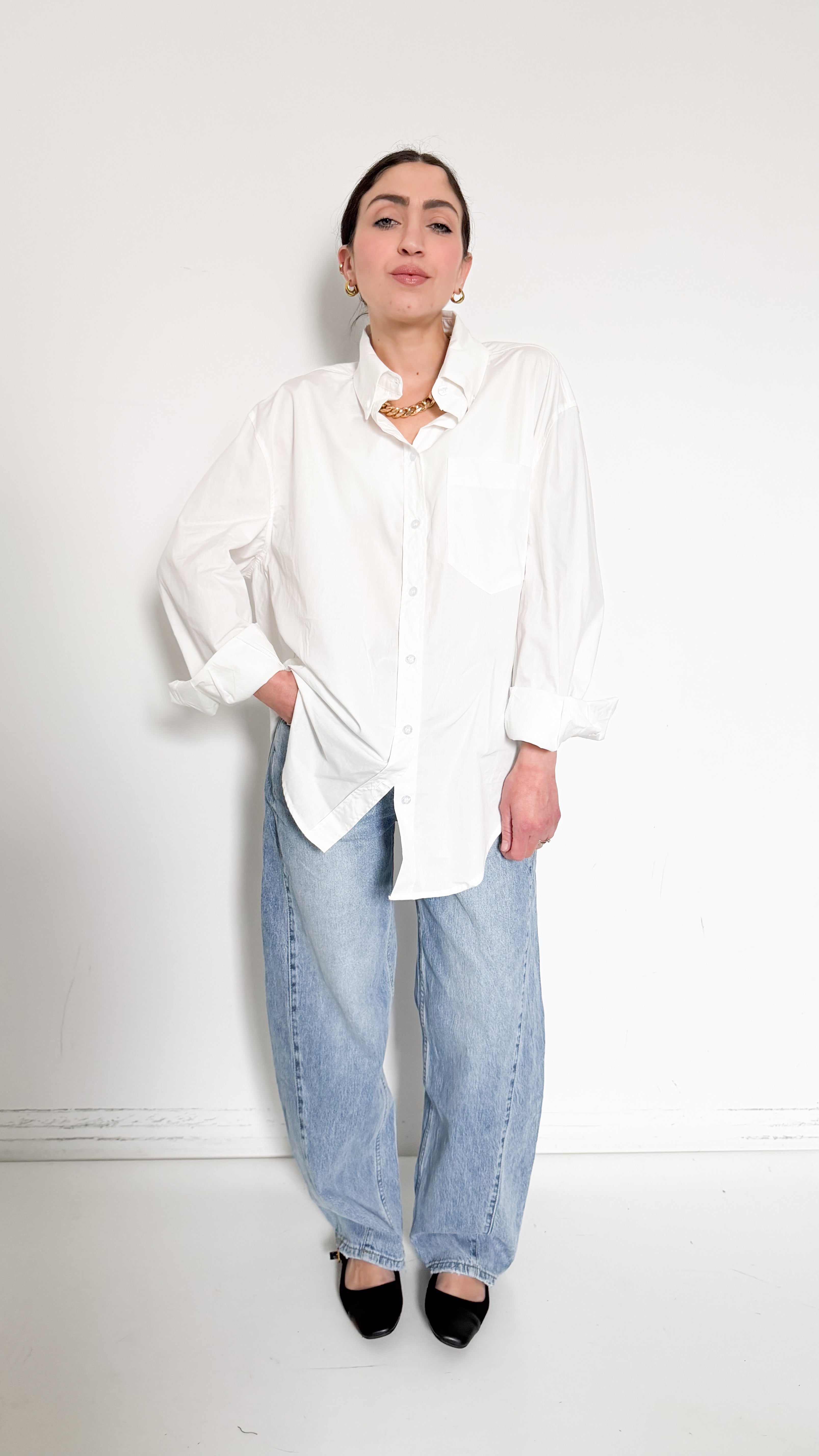 Camicia Over Bianca In Cotone