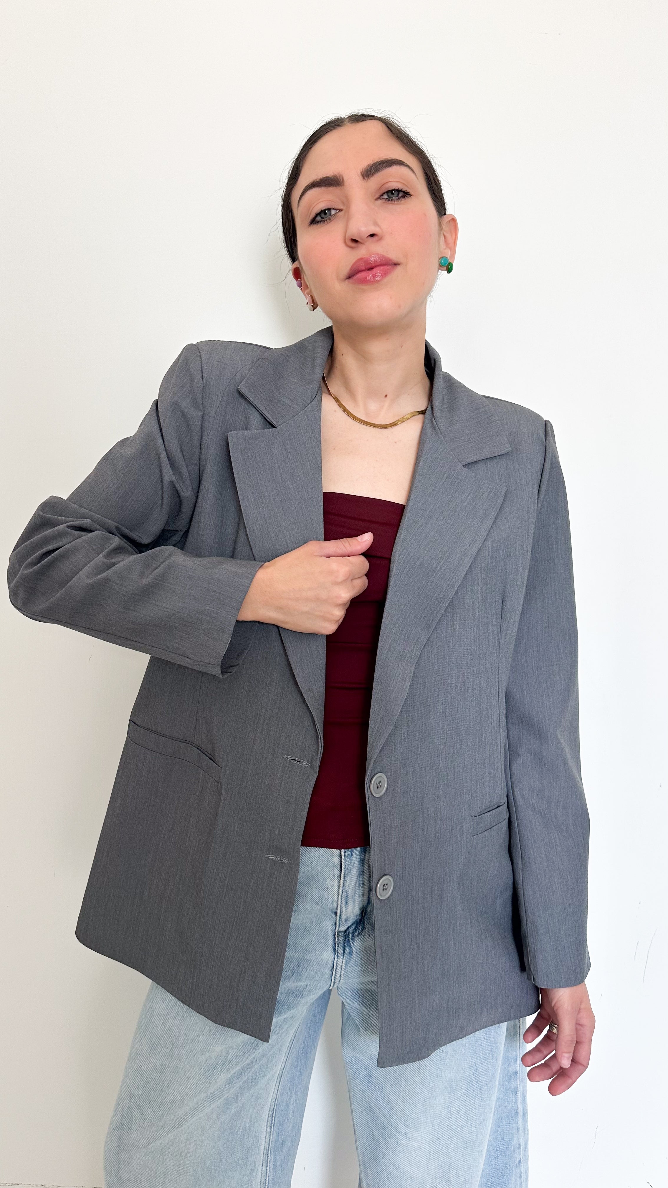 Blazer Grigio Monopetto