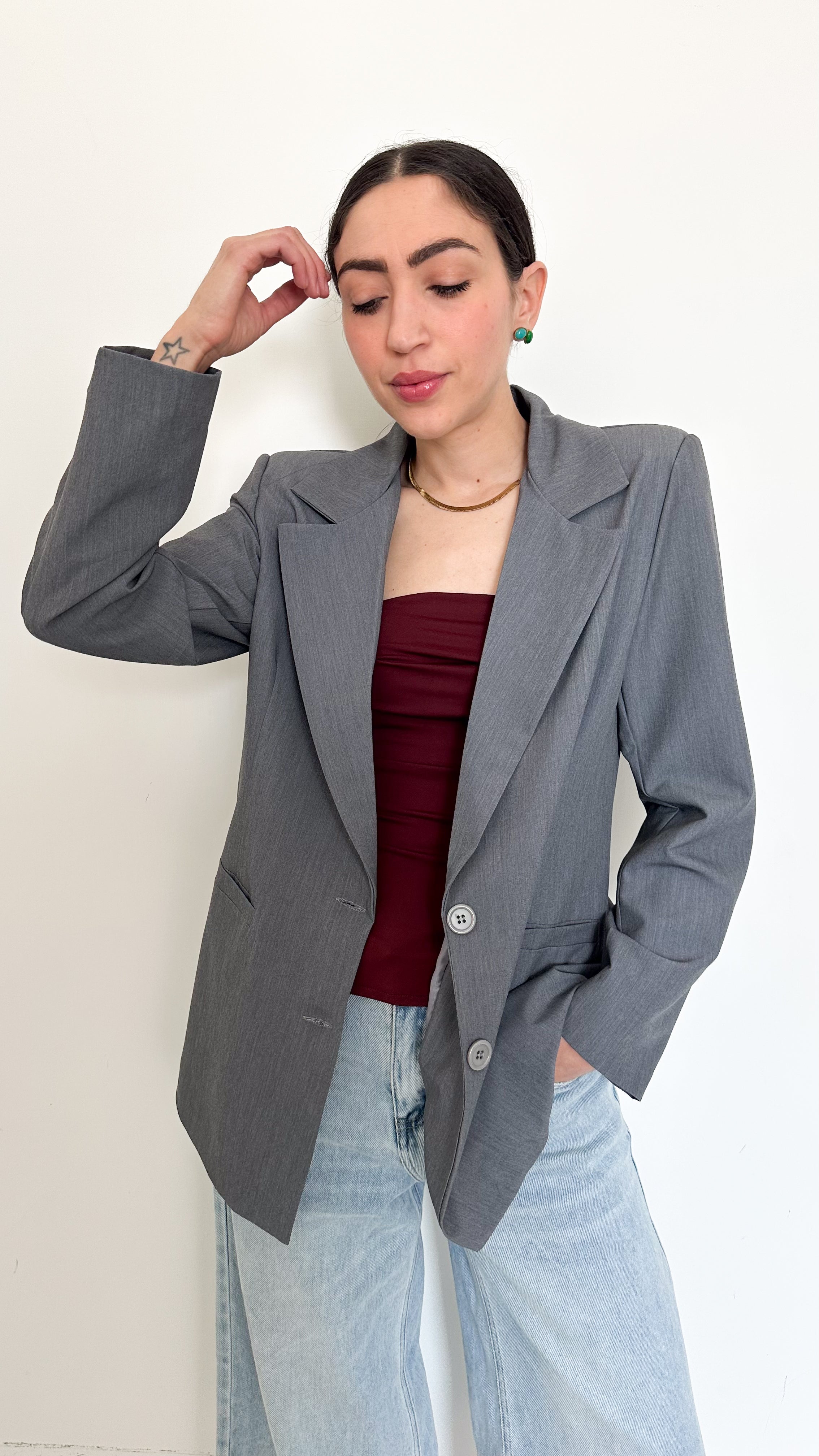Blazer Grigio Monopetto